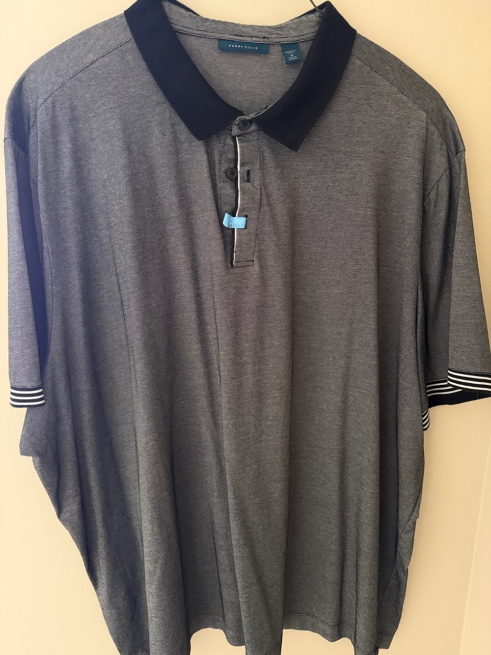 Perry Ellis Men's Heather Gray Polo with Black Collar
